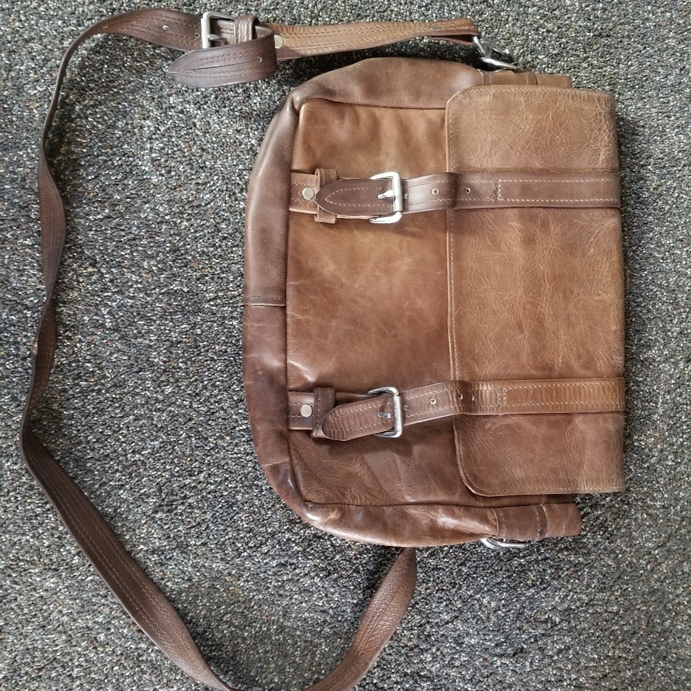 Leather Stickman book bag